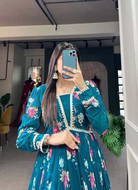 Firoji Colour Georgette With Floral Print Gown Wholesale Clothing Distributors In India YNF5029